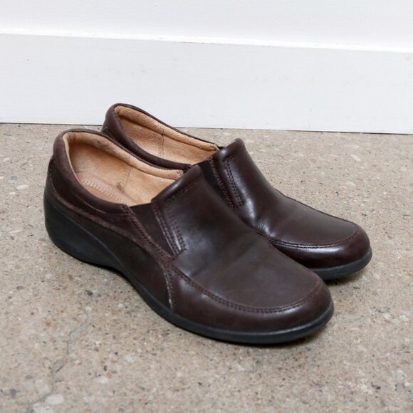 Vintage NATURALIZER Dark Brown Leather Loafers, Women's Size 8, Minimalist style - Picture 2 of 7